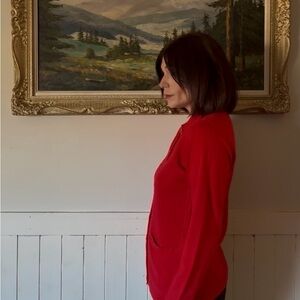 Holiday red vintage cardigan || Red Long-Sleeve Sweater